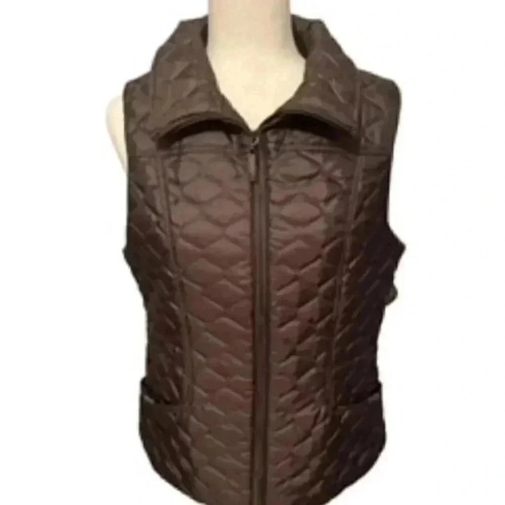 Weatherproof Quilted Brown Zip Front‎ Vest Women’s Sz Small EUC
